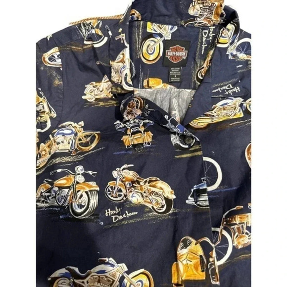 Harley-Davidson Motor Cycles Cotton Printed Collared Button Down Shirt Small - Picture 2 of 4
